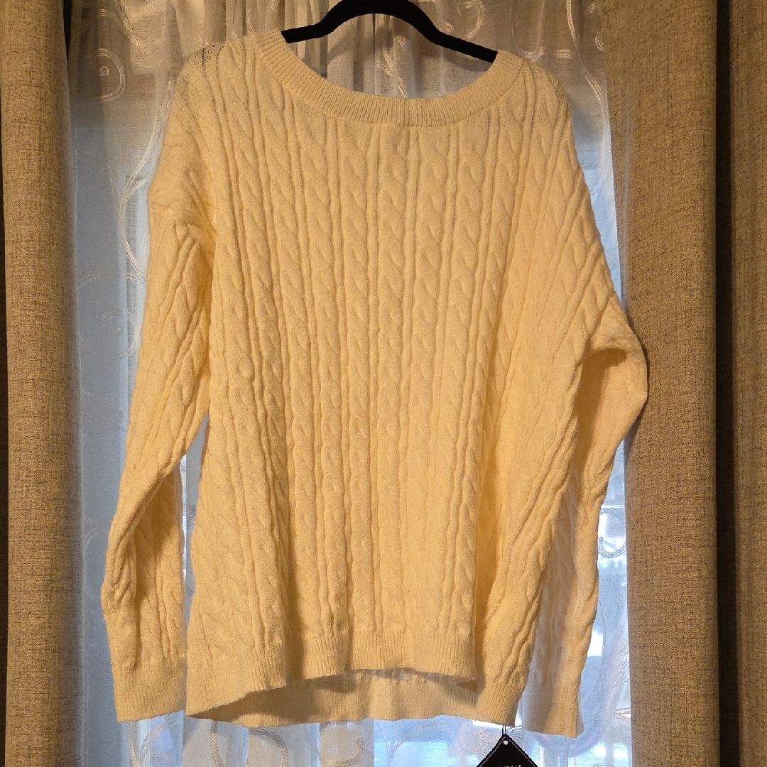 Zaful Cream Cable-Knit Scoop Neck Sweater Nwt